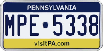PA license plate MPE5338