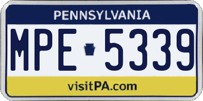 PA license plate MPE5339