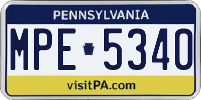 PA license plate MPE5340