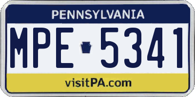 PA license plate MPE5341