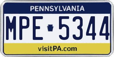 PA license plate MPE5344
