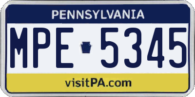 PA license plate MPE5345