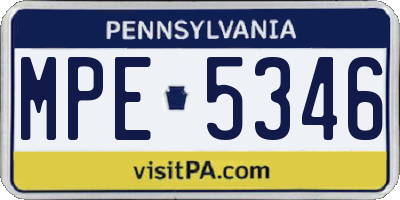 PA license plate MPE5346