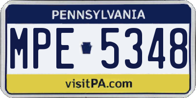 PA license plate MPE5348