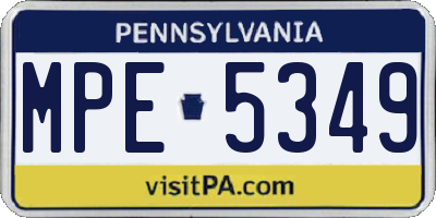 PA license plate MPE5349