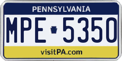 PA license plate MPE5350