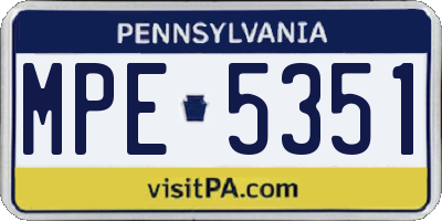 PA license plate MPE5351