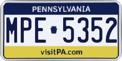 PA license plate MPE5352