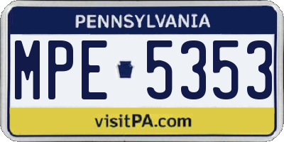 PA license plate MPE5353