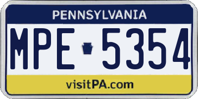 PA license plate MPE5354