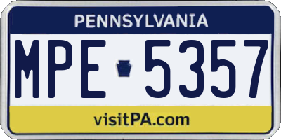 PA license plate MPE5357