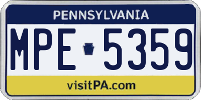 PA license plate MPE5359