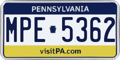 PA license plate MPE5362