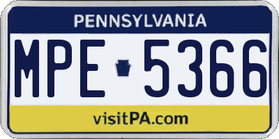PA license plate MPE5366