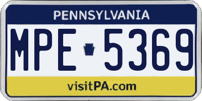PA license plate MPE5369