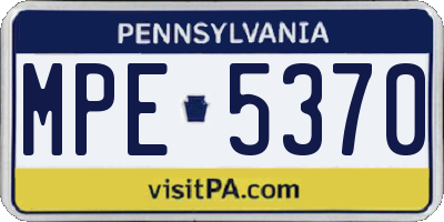 PA license plate MPE5370