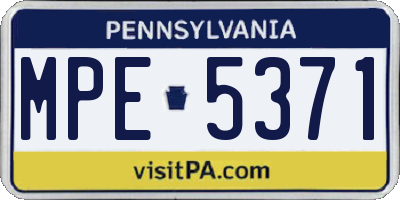 PA license plate MPE5371
