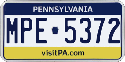PA license plate MPE5372