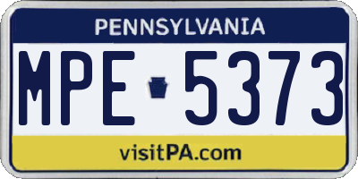 PA license plate MPE5373