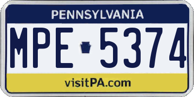 PA license plate MPE5374