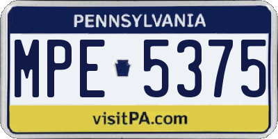 PA license plate MPE5375