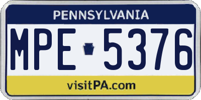 PA license plate MPE5376