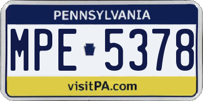PA license plate MPE5378