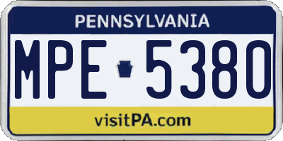 PA license plate MPE5380