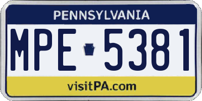 PA license plate MPE5381