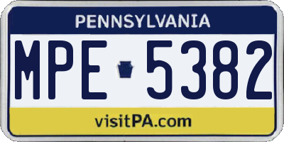 PA license plate MPE5382