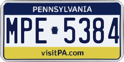 PA license plate MPE5384