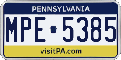 PA license plate MPE5385