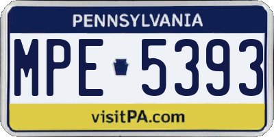 PA license plate MPE5393