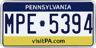 PA license plate MPE5394