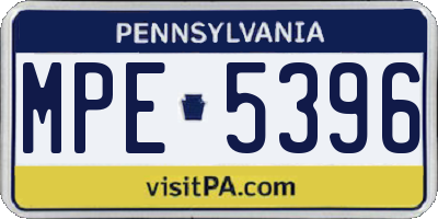 PA license plate MPE5396