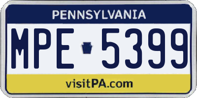 PA license plate MPE5399