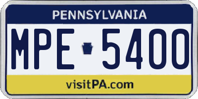 PA license plate MPE5400
