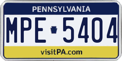 PA license plate MPE5404