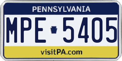 PA license plate MPE5405