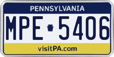 PA license plate MPE5406
