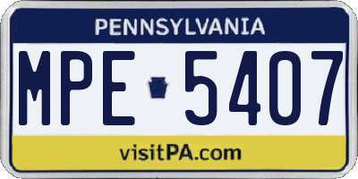 PA license plate MPE5407