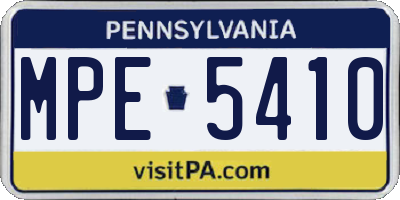 PA license plate MPE5410