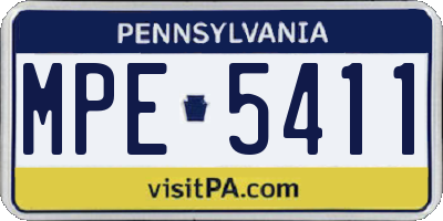 PA license plate MPE5411