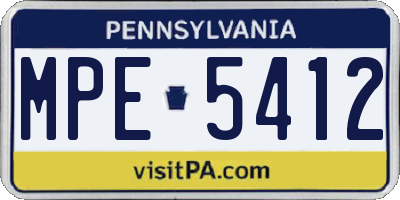 PA license plate MPE5412
