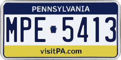 PA license plate MPE5413