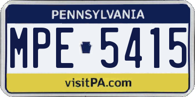 PA license plate MPE5415