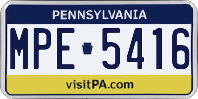 PA license plate MPE5416
