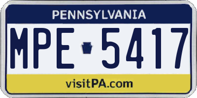 PA license plate MPE5417