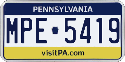PA license plate MPE5419