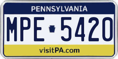 PA license plate MPE5420